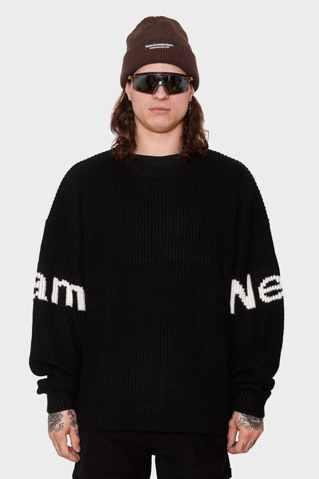 men#@Светр NAME CREW KNIT чорний, купити онлайн в магазині.