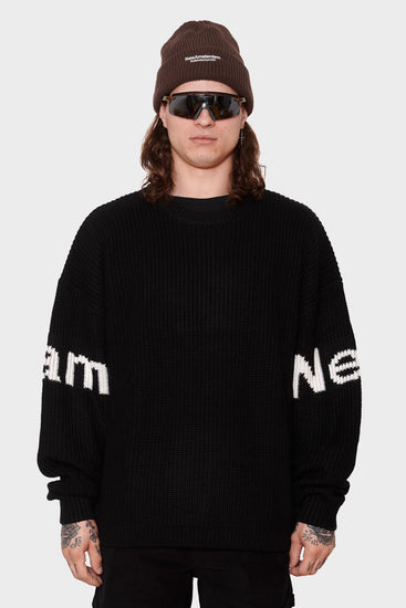 men#@Светр NAME CREW KNIT чорний