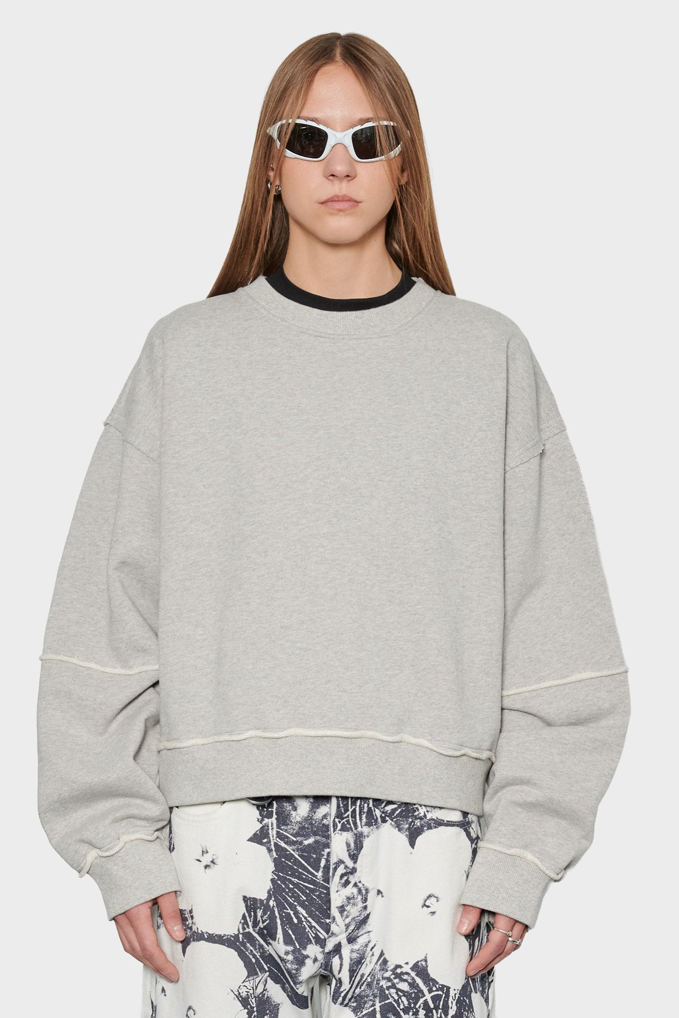 

women#@Світшот PANELLED CREW NECK сірий

