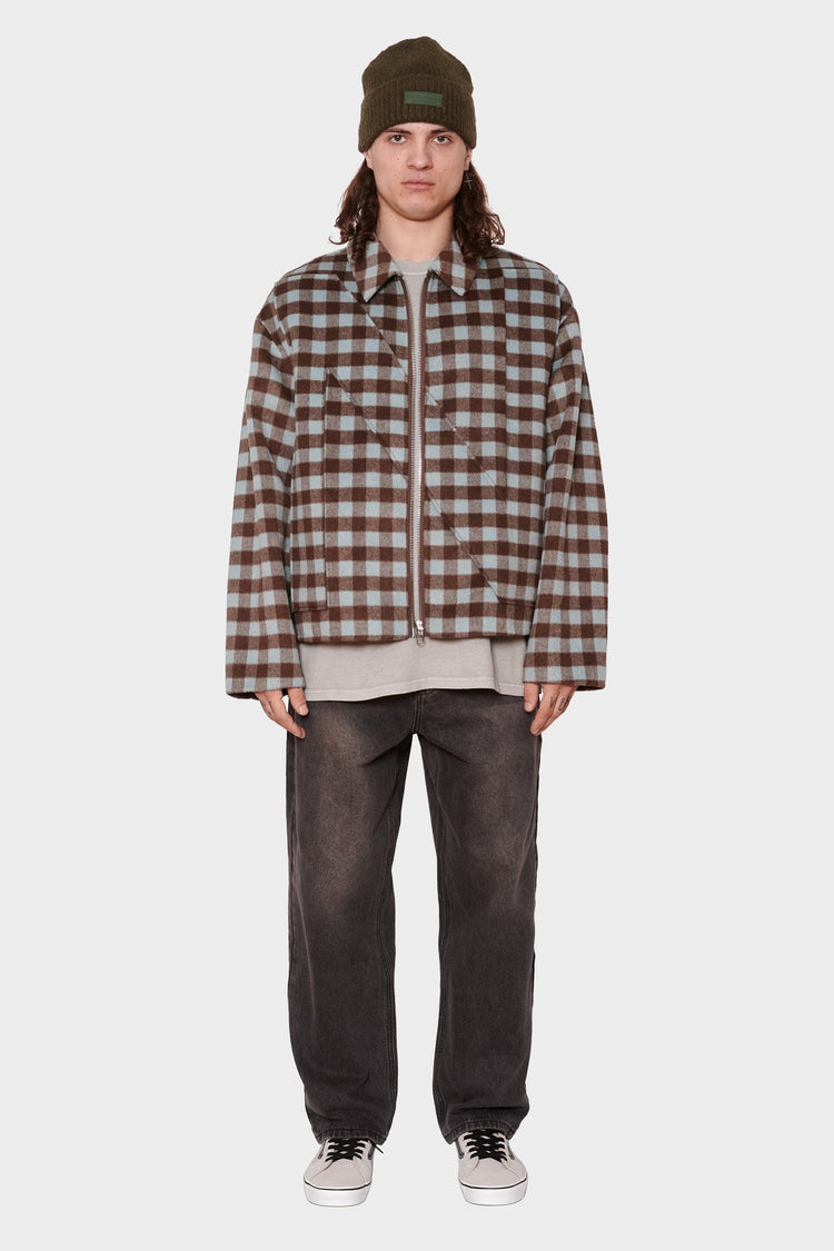 men#@Куртка WOOL CHECK OVERSHIRT коричнева