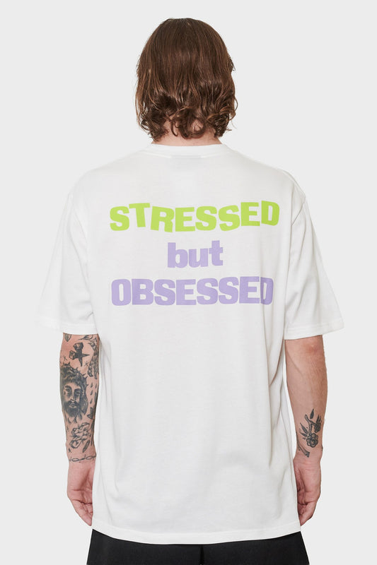 men#@Футболка STRESSED BUT OBSESSED біла