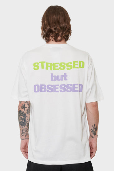 men#@Футболка STRESSED BUT OBSESSED біла