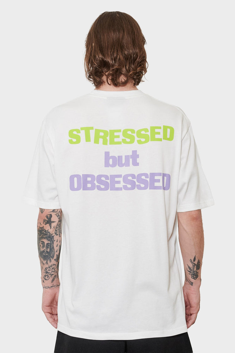 men#@Футболка STRESSED BUT OBSESSED біла