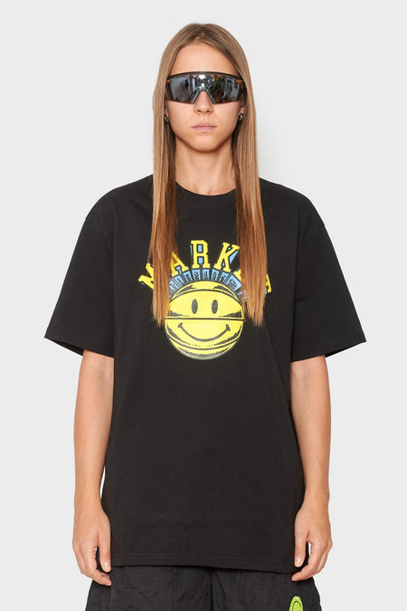 women#@Футболка MARKET SMILEY HOOPS чорна, купити онлайн в магазині.