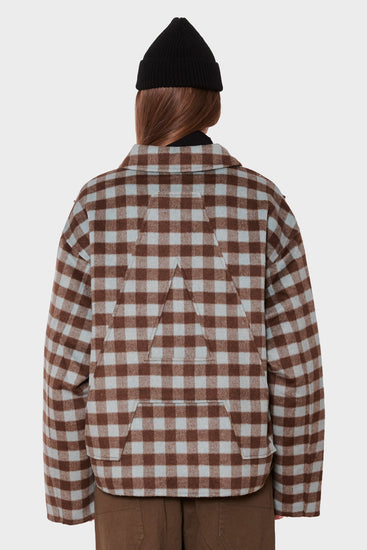 women#@Куртка WOOL CHECK OVERSHIRT коричнева