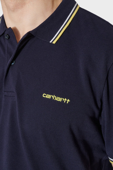 Футболка-поло SCRIPT EMBROIDERY POLO темно-синя, купити онлайн в магазині.